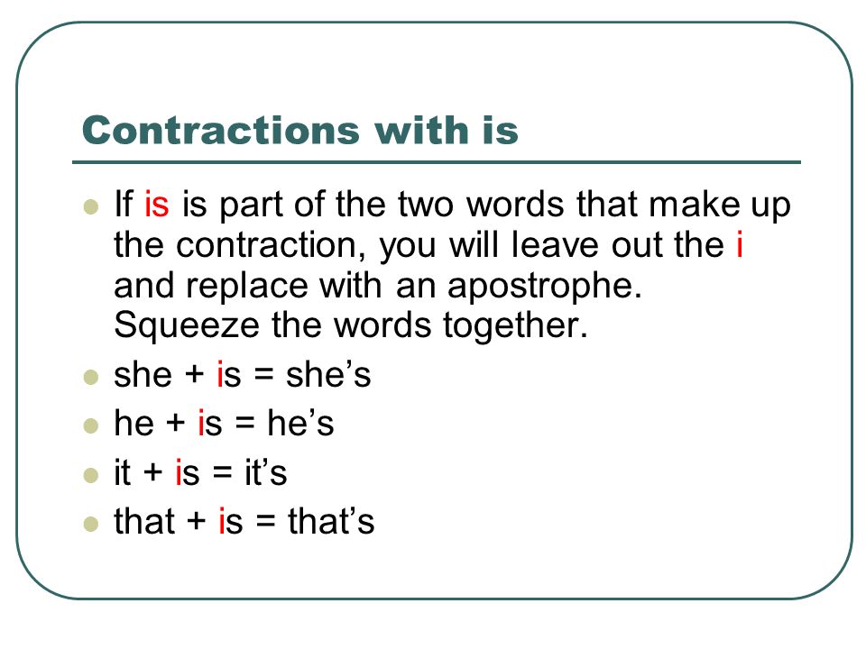 Contractions with I and am Whenever there is a contraction with I, I must be capitalized.