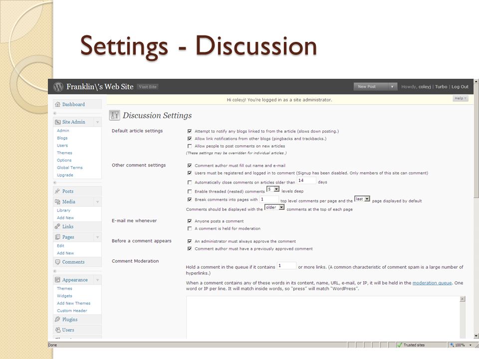 Settings - Discussion