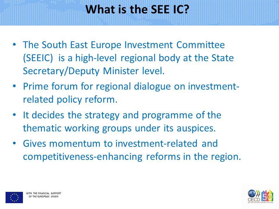 WITH THE FINANCIAL SUPPORT OF THE EUROPEAN UNION What is the SEE IC.