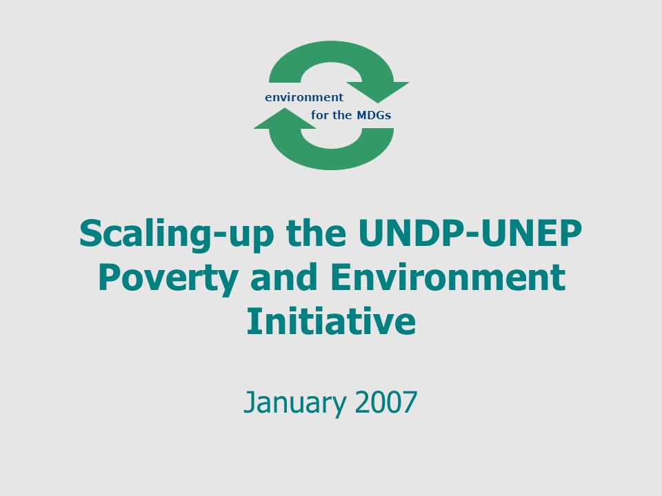 Scaling-up the UNDP-UNEP Poverty and Environment Initiative January 2007 environment for the MDGs