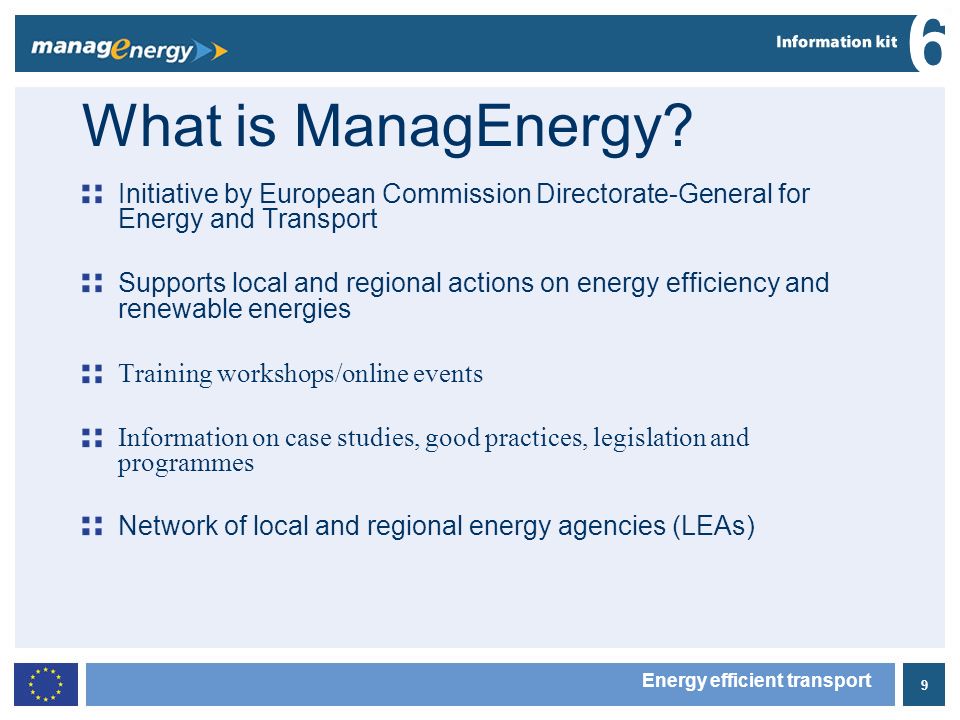 9 6 Energy efficient transport What is ManagEnergy.