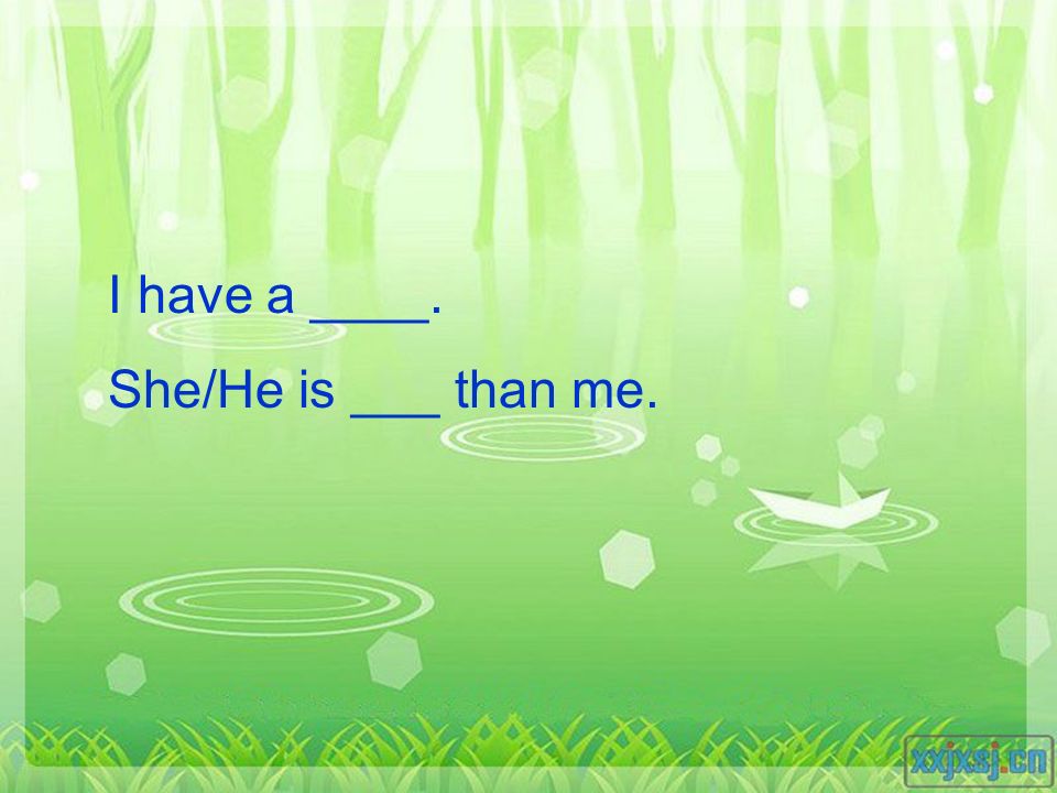 I have a ____. She/He is ___ than me.