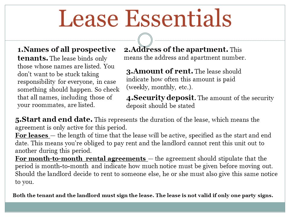 Lease Essentials 1.Names of all prospective tenants.