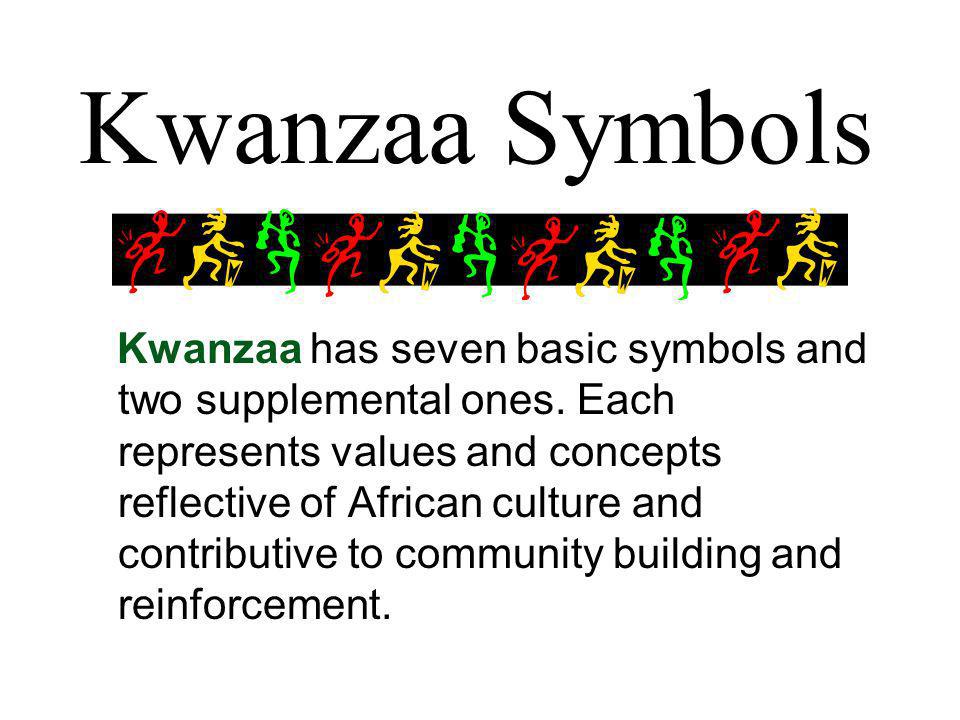 Kwanzaa Symbols Kwanzaa has seven basic symbols and two supplemental ones.
