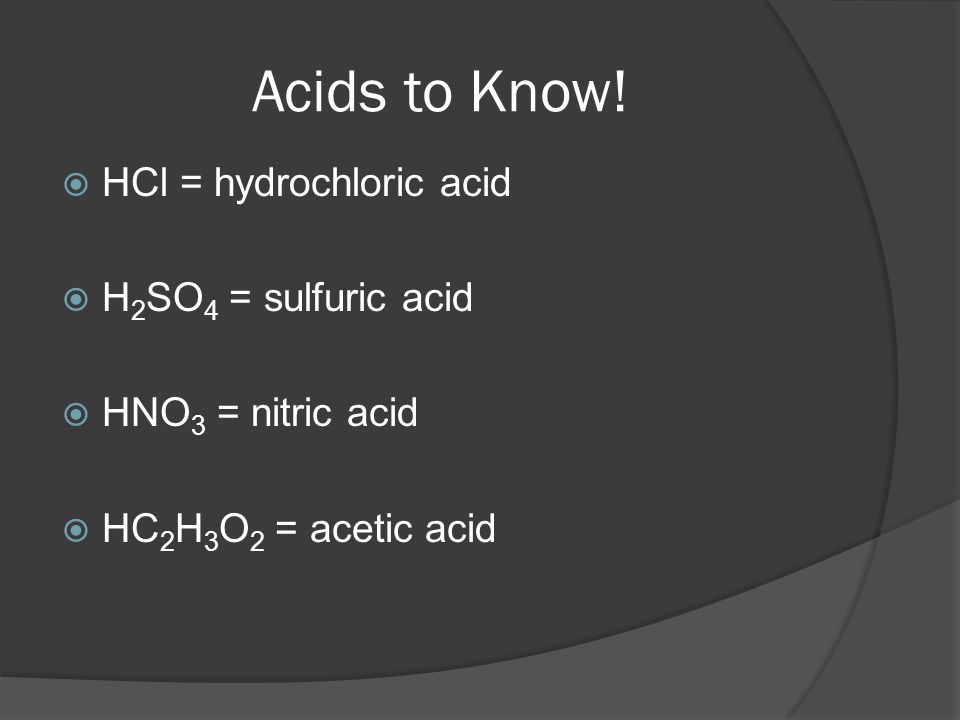 Acids to Know.