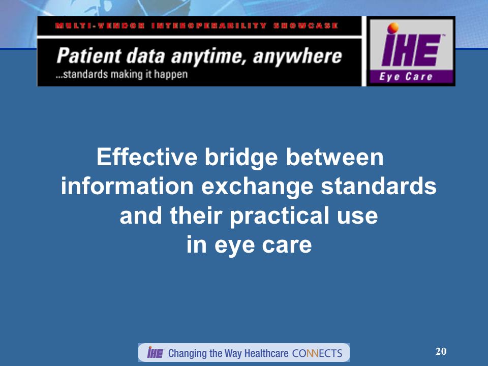 20 Effective bridge between information exchange standards and their practical use in eye care