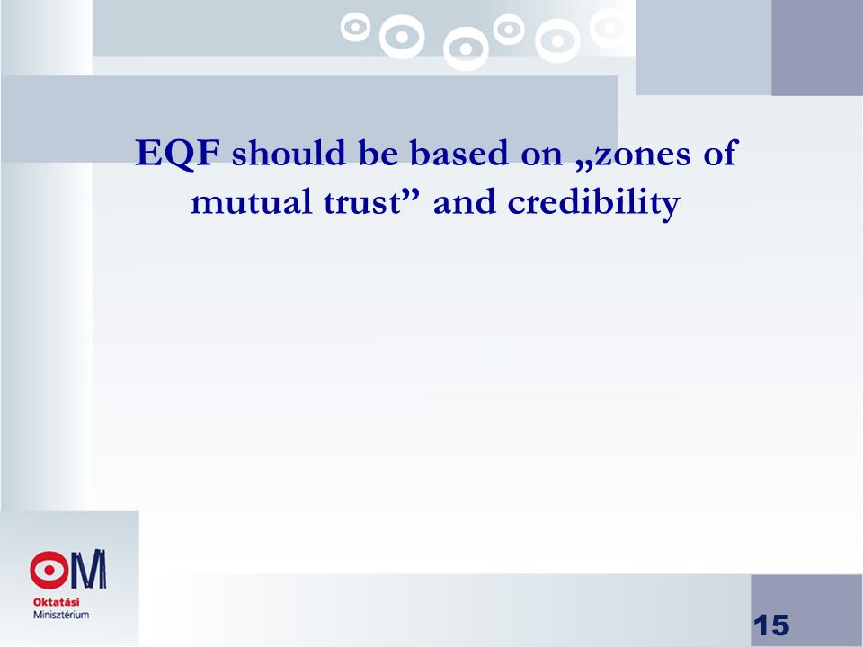 15 EQF should be based on zones of mutual trust and credibility