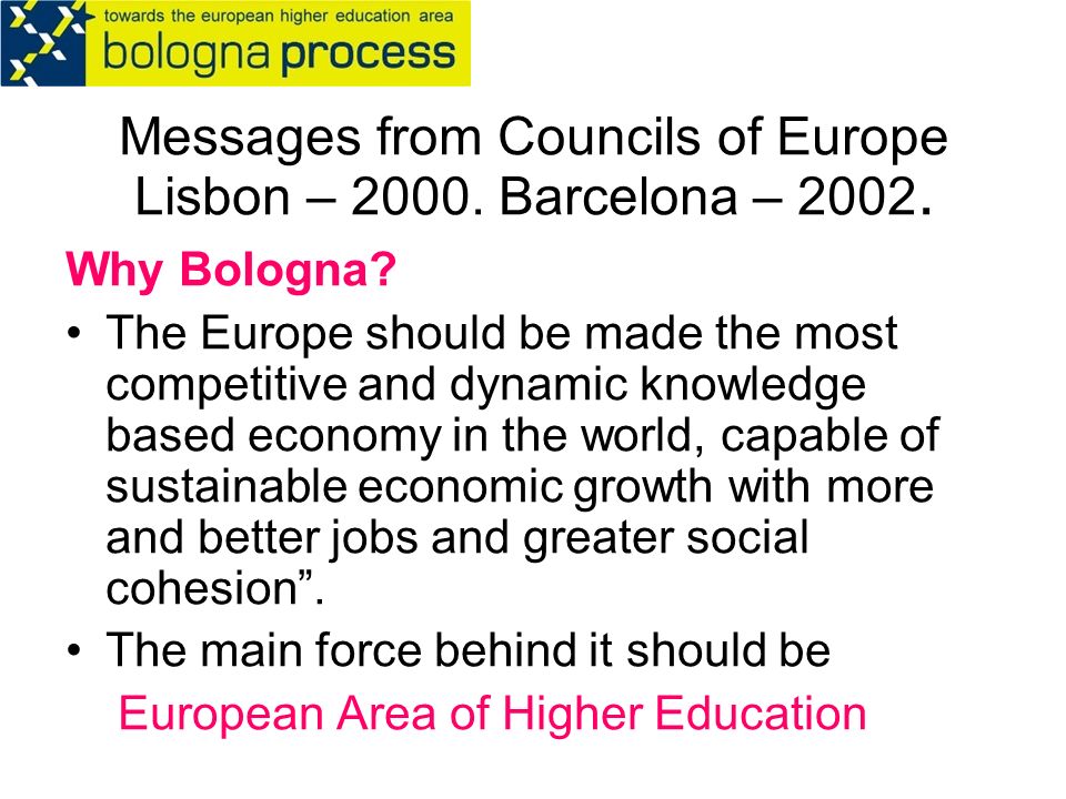 Messages from Councils of Europe Lisbon – Barcelona –