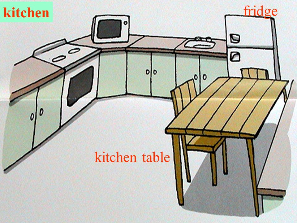kitchen fridge kitchen table