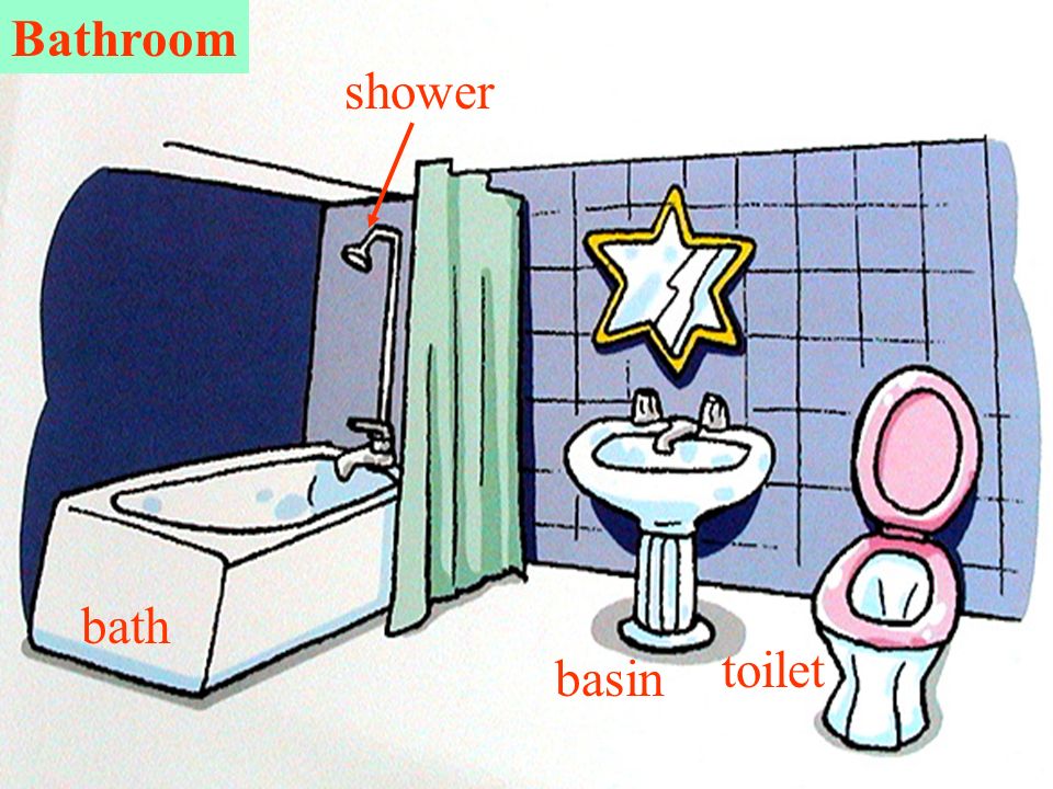 Bathroom bath basin toilet shower