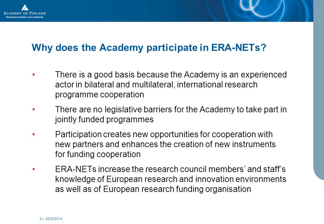 06/02/ Why does the Academy participate in ERA-NETs.