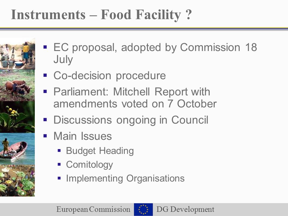 European Commission DG Development Instruments – Food Facility .