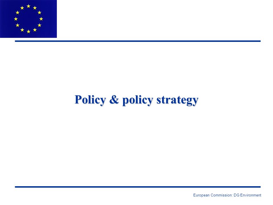 European Commission: DG Environment Policy & policy strategy