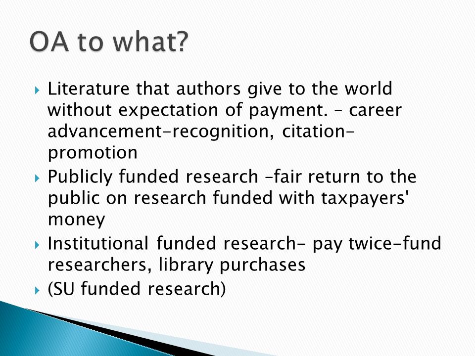 Literature that authors give to the world without expectation of payment.