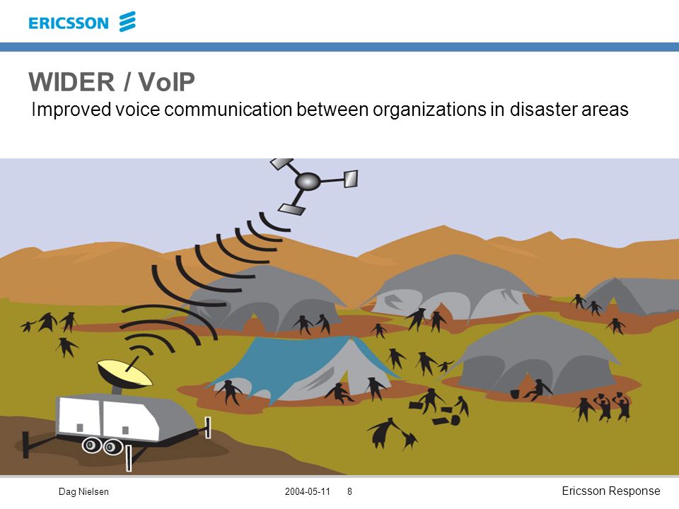 Dag Nielsen Ericsson Response WIDER / VoIP Improved voice communication between organizations in disaster areas