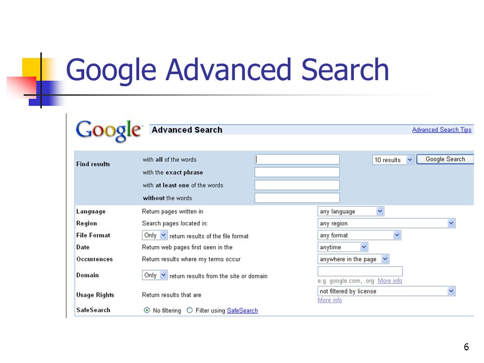 6 Google Advanced Search