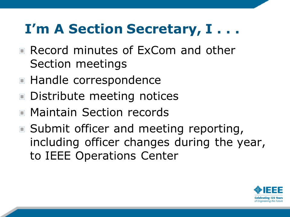 Im A Section Secretary, I...