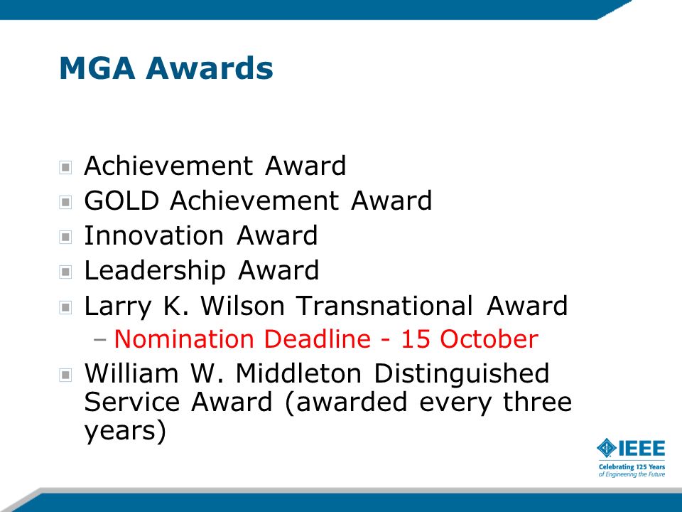 MGA Awards Achievement Award GOLD Achievement Award Innovation Award Leadership Award Larry K.