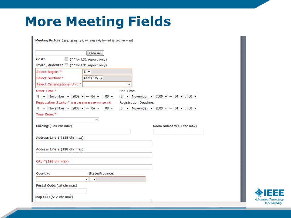 More Meeting Fields