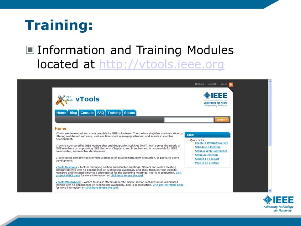 Training: Information and Training Modules located at