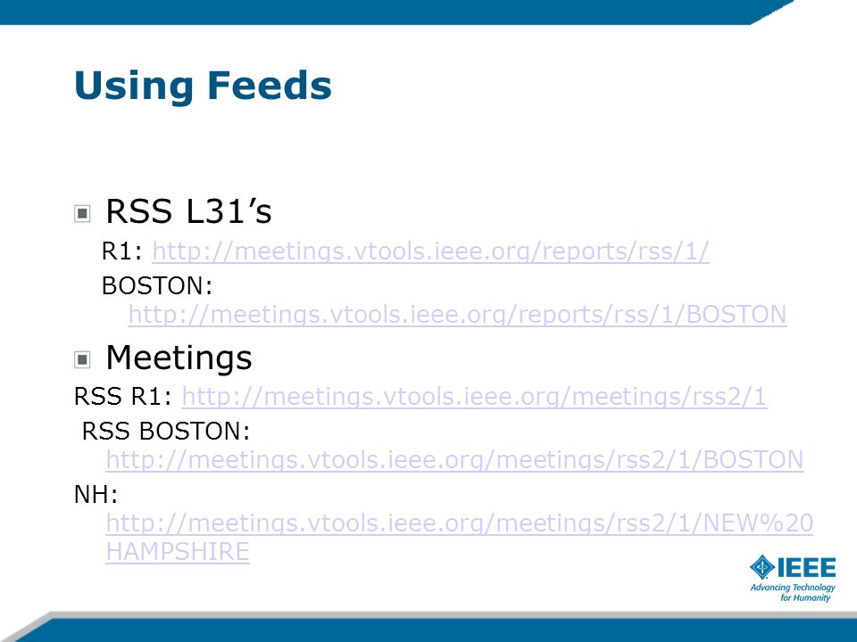 Using Feeds RSS L31s R1:   BOSTON:     Meetings RSS R1:   RSS BOSTON:     NH:   HAMPSHIRE   HAMPSHIRE