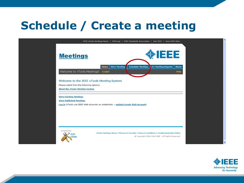 Schedule / Create a meeting