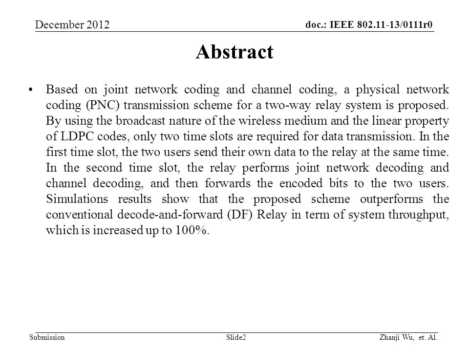 doc.: IEEE /0111r0 Zhanji Wu, et. Al.