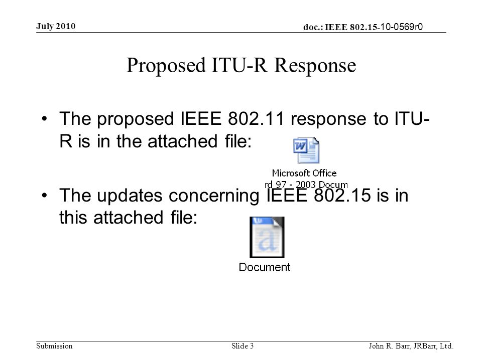 doc.: IEEE r0 Submission July 2010 John R.