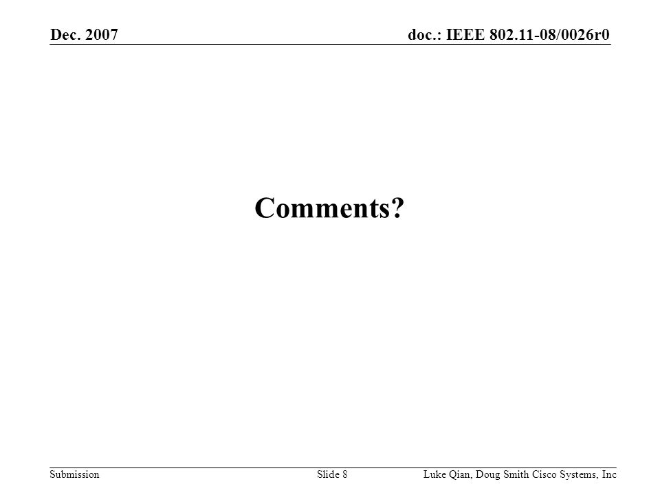 doc.: IEEE /0026r0 Submission Dec.