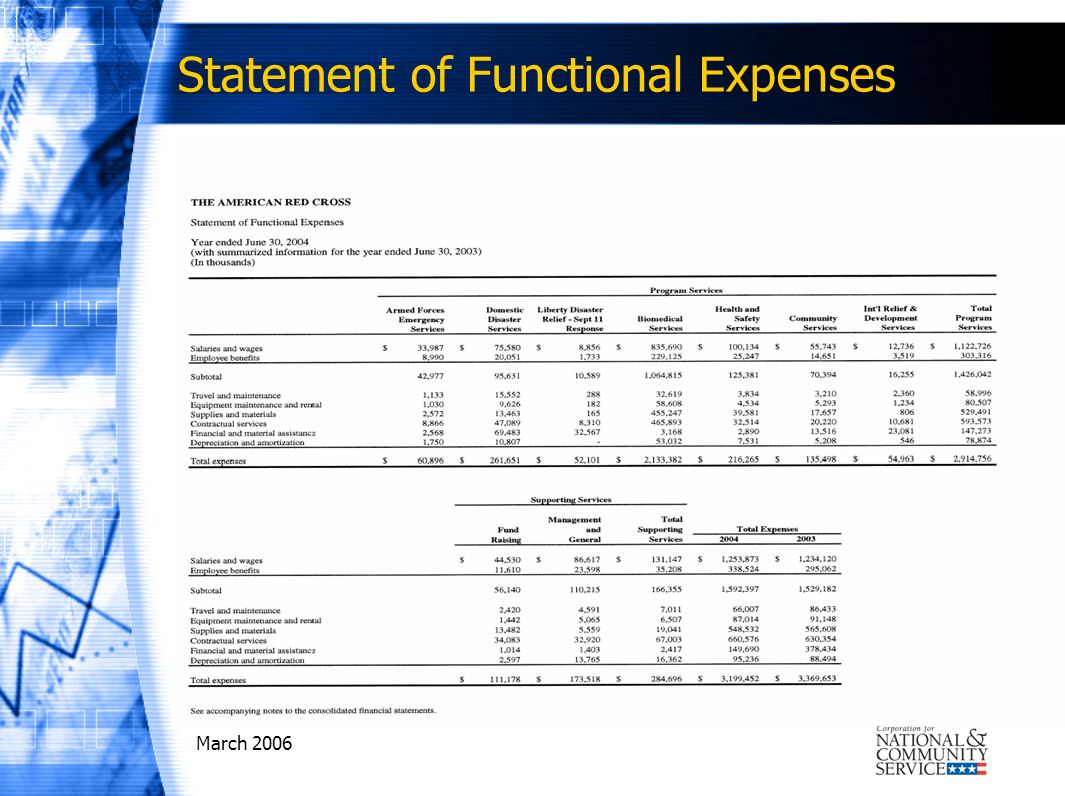 March 2006 Statement of Functional Expenses