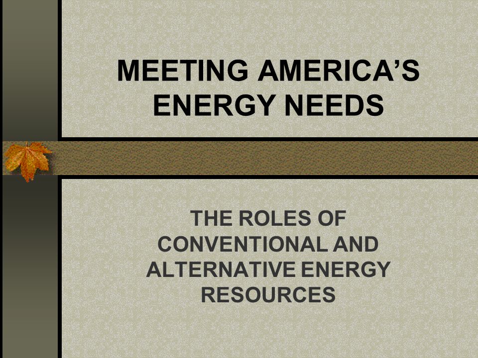 MEETING AMERICAS ENERGY NEEDS THE ROLES OF CONVENTIONAL AND ALTERNATIVE ENERGY RESOURCES