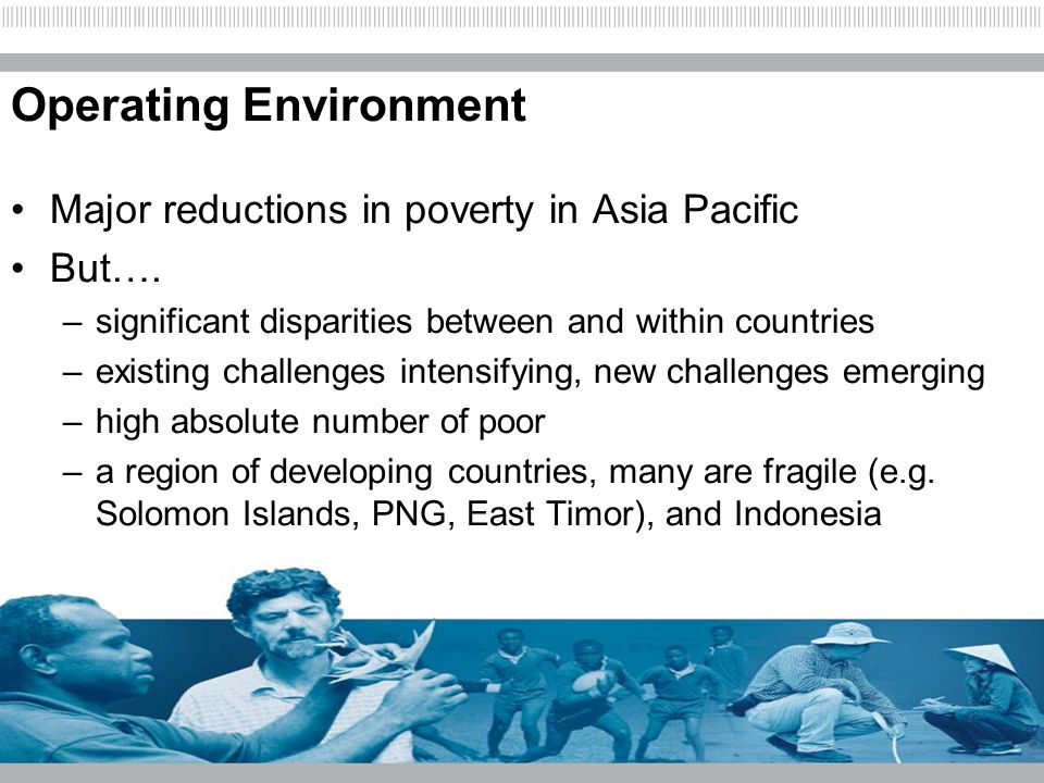Operating Environment Major reductions in poverty in Asia Pacific But….