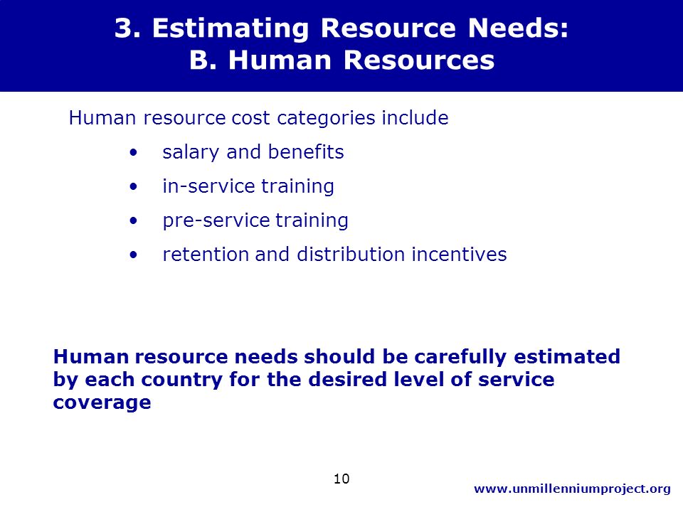 Estimating Resource Needs: B.