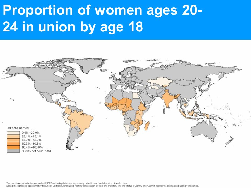 UNICEFEarly Marriage: A Statistical Exploration Proportion of women ages in union by age 18