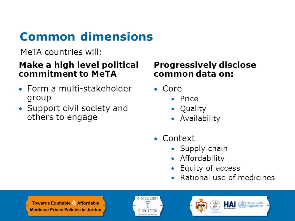 Page 5 MeTA Model Three levels: Country level – secure political commitment, form multistakeholder group, disclose data into the public domain, support reform efforts International level – multistakeholder group (countries, civil society, companies and other private sector, donors and others) plus international secretariat Research Network – repository for key data and analysis, active research agenda, monitoring and evaluation