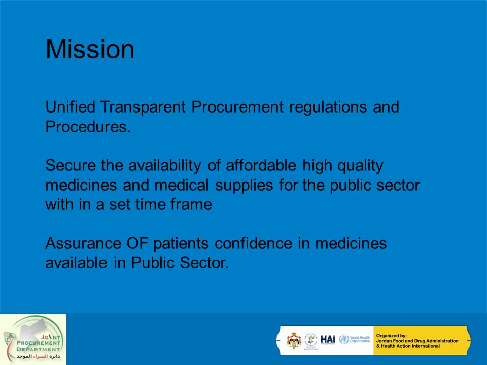 Mission Unified Transparent Procurement regulations and Procedures.