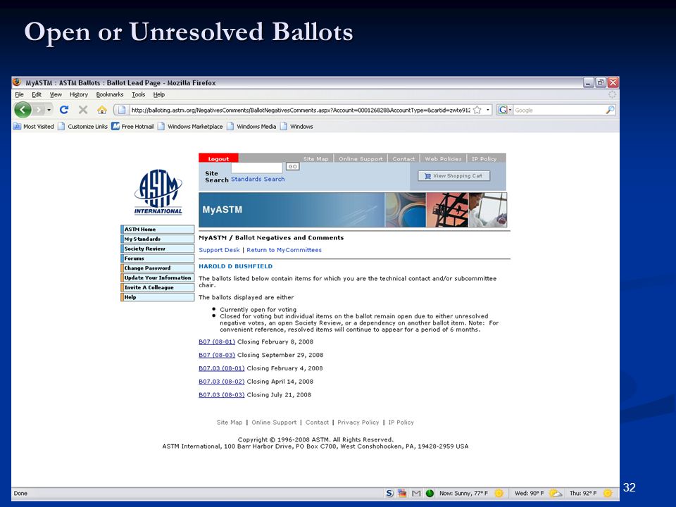 32 Open or Unresolved Ballots