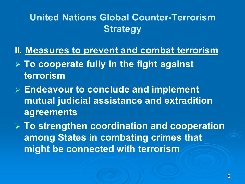 6 United Nations Global Counter-Terrorism Strategy II.
