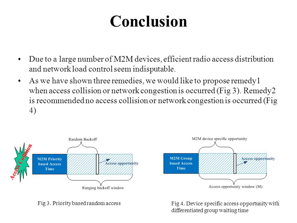Conclusion Due to a large number of M2M devices, efficient radio access distribution and network load control seem indisputable.