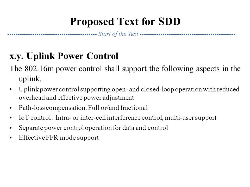 Proposed Text for SDD x.y.