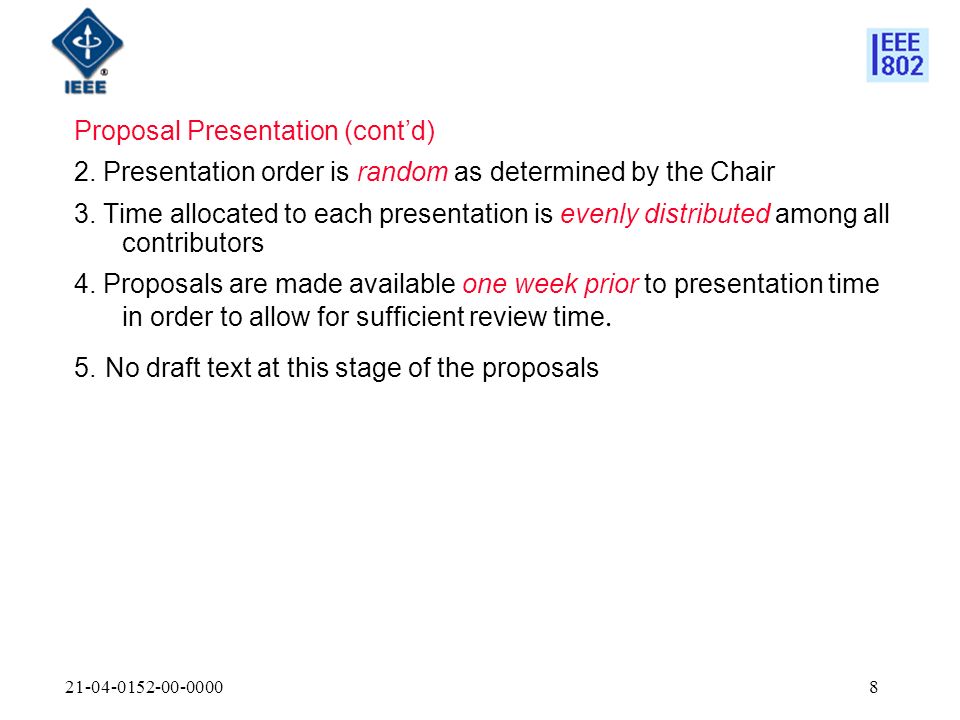 Proposal Presentation (contd) 2.