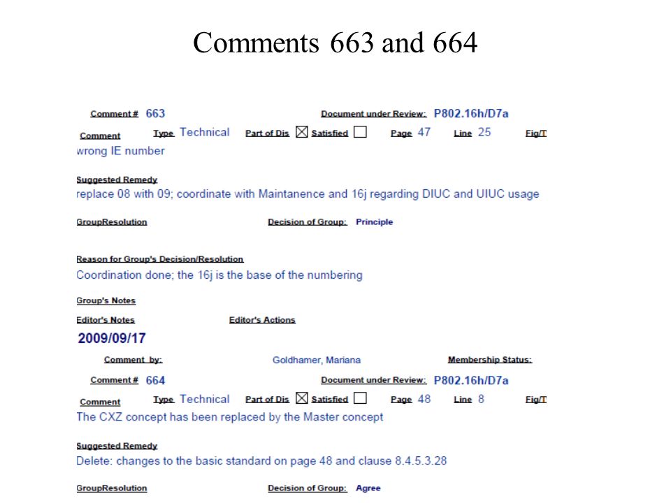 Comments 663 and 664