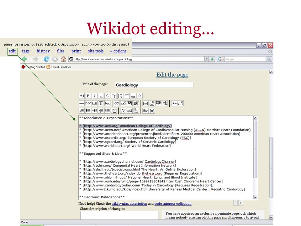 Wikidot editing…