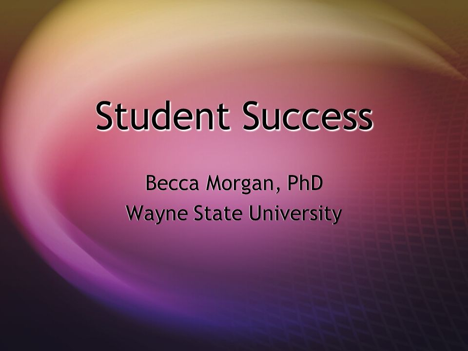 Student Success Becca Morgan, PhD Wayne State University Becca Morgan, PhD Wayne State University