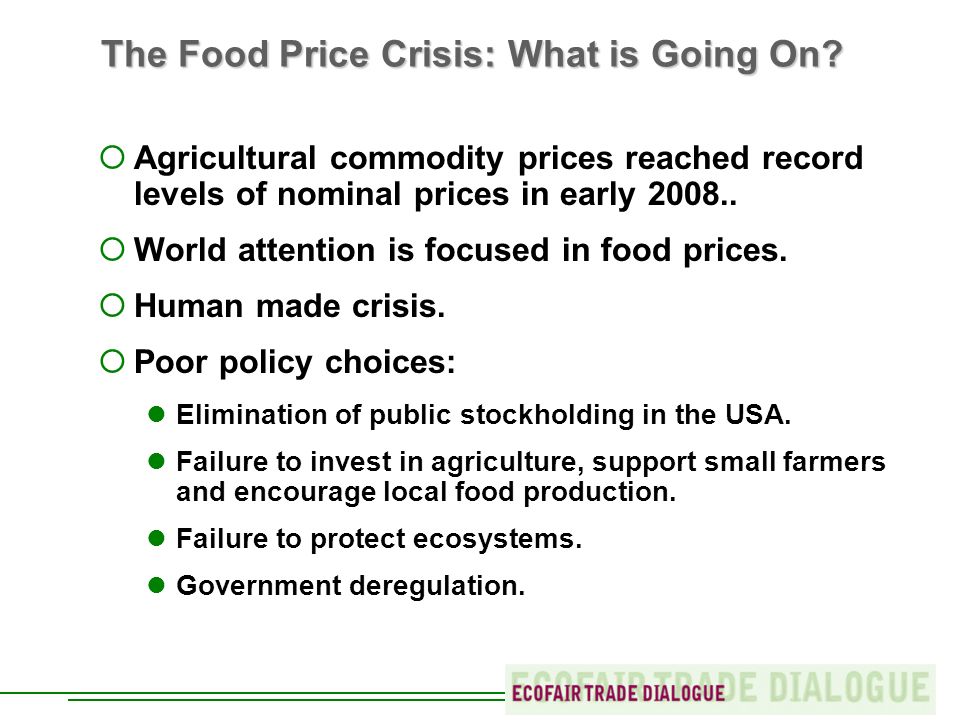 The Food Price Crisis: What is Going On.