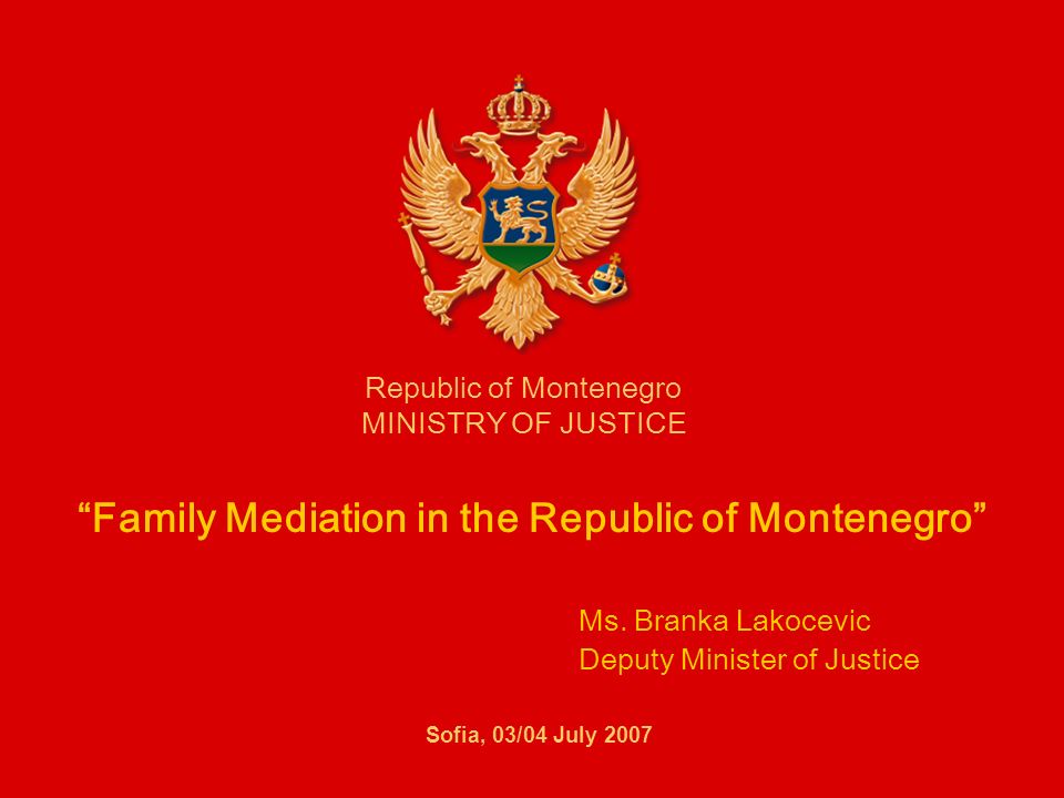Family Mediation in the Republic of Montenegro Ms.