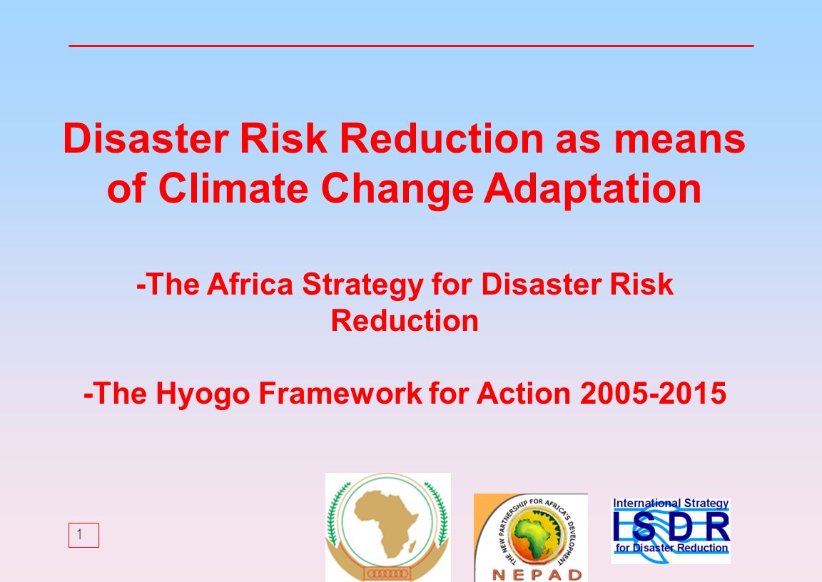 1 Disaster Risk Reduction as means of Climate Change Adaptation -The Africa Strategy for Disaster Risk Reduction -The Hyogo Framework for Action