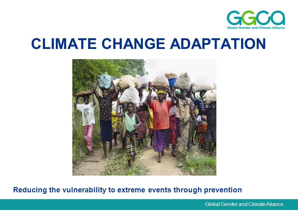 Global Gender and Climate Aliance CLIMATE CHANGE ADAPTATION Reducing the vulnerability to extreme events through prevention
