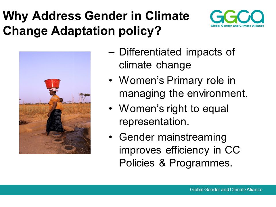 Global Gender and Climate Aliance Why Address Gender in Climate Change Adaptation policy.