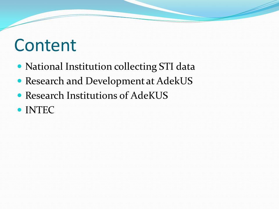 Ms Andrea I Jubithana Fernand Adekus Suriname Content National Institution Collecting Sti Data Research And Development At Adekus Research Institutions Ppt Download Ms Andrea I Jubithana Fernand Adekus Suriname Content National Institution Collecting Sti Data Research And Development At Adekus Research Institutions Ppt Download